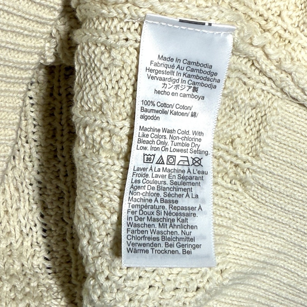J Crew Sweater Womens XS Cream Cotton Cable Knit Crewneck Fisherman Pullover NWT - Picture 10 of 10